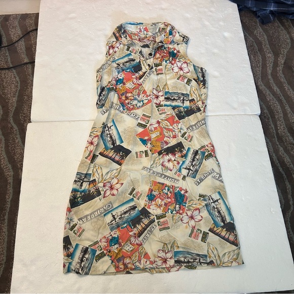 Caribbean Joe island Jamaica st barts montego sleeveless mini print dress - Picture 4 of 13